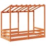 Children's bed with solid pine wood roof in brown, 80x160 cm. by , Beds and slatted bases - Ref: Foro24-847014, Price: 119,66...