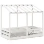 Kinderbett mit massivem Dach aus weißem Kiefernholz 70x140 cm. von , Betten und Lattenroste - Ref: Foro24-847016, Preis: 107,...