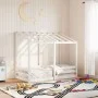 Cama infantil con techo madera maciza pino blanco 70x140 cm de , Camas y somieres - Ref: Foro24-847016, Precio: 108,36 €, Des...