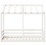 Kinderbett mit massivem Dach aus weißem Kiefernholz 70x140 cm. von , Betten und Lattenroste - Ref: Foro24-847016, Preis: 107,...