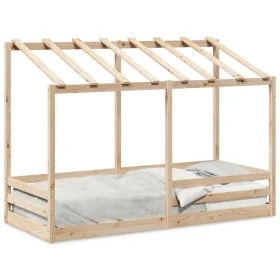 Cama infantil con techo madera maciza pino 75x190 cm de , Camas y somieres - Ref: Foro24-847009, Precio: 104,53 €, Descuento: %