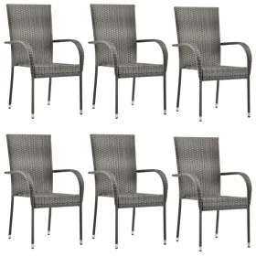 Stackable garden chairs 6 units gray synthetic rattan by vidaXL, Garden chairs - Ref: Foro24-310088, Price: 270,19 €, Discoun...