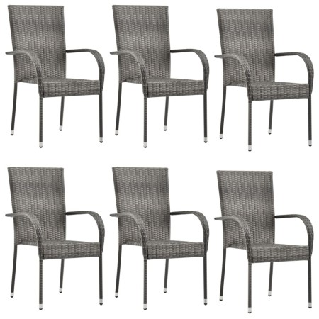 Stackable garden chairs 6 units gray synthetic rattan by vidaXL, Garden chairs - Ref: Foro24-310088, Price: 223,83 €, Discoun...