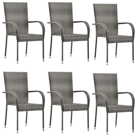 Stackable garden chairs 6 units gray synthetic rattan by vidaXL, Garden chairs - Ref: Foro24-310088, Price: 270,19 €, Discoun...