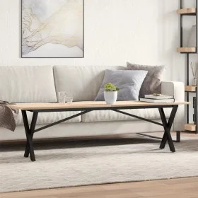 Solid pine wood and iron X-frame coffee table 160x40x45 cm by , Coffee table - Ref: Foro24-3282690, Price: 83,59 €, Discount: %