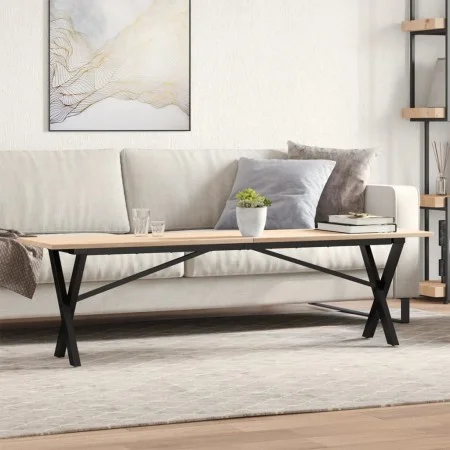 Solid pine wood and iron X-frame coffee table 160x40x45 cm by , Coffee table - Ref: Foro24-3282690, Price: 83,59 €, Discount: %