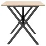 Dining table with X frame made of solid pine wood and iron, 160x80x75cm. by , Kitchen and dining tables - Ref: Foro24-3282699...