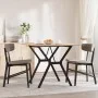 Dining table with solid pine wood and iron frame, 80x80x75 cm. by , Kitchen and dining tables - Ref: Foro24-3282717, Price: 9...