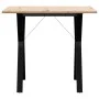 Dining table with solid pine wood and iron frame, 80x80x75 cm. by , Kitchen and dining tables - Ref: Foro24-3282717, Price: 9...