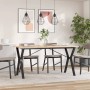 Dining table with solid pine wood and iron frame, 140x80x75cm. by , Kitchen and dining tables - Ref: Foro24-3282720, Price: 1...