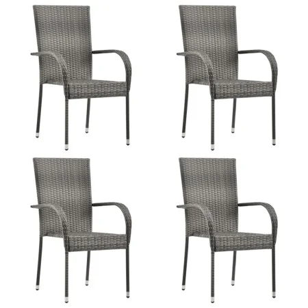 Stackable garden chairs 4 units gray synthetic rattan by vidaXL, Garden chairs - Ref: Foro24-310085, Price: 194,97 €, Discoun...