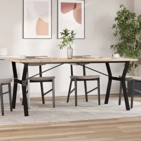 Dining table with solid pine wood and iron frame, 180x90x75.5 cm by , Kitchen and dining tables - Ref: Foro24-3282788, Price:...