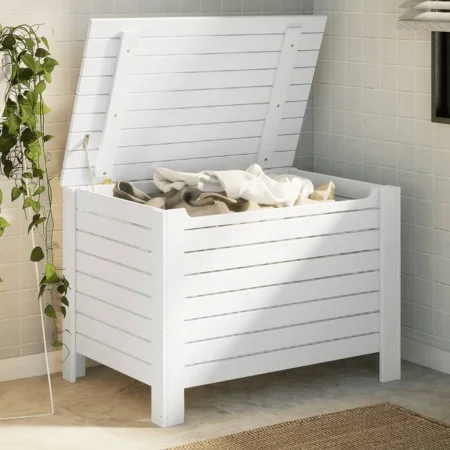 Storage box with lid FROG solid white wood 80x49x54 cm by , Storage trunks - Ref: Foro24-4002322, Price: 94,77 €, Discount: %