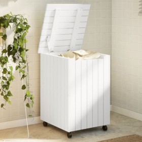 Laundry basket with wheels FROG white pine wood 45x45x64 cm by , Laundry baskets - Ref: Foro24-4002334, Price: 82,43 €, Disco...