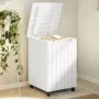 Laundry basket with wheels FROG white pine wood 45x45x64 cm by , Laundry baskets - Ref: Foro24-4002334, Price: 81,24 €, Disco...