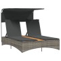 Doppel-Liegestuhl mit Verdeck und Kissen aus grauem synthetischem Rattan. von , Liegen - Ref: Foro24-365622, Preis: 281,60 €,...