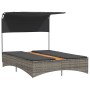 Doppel-Liegestuhl mit Verdeck und Kissen aus grauem synthetischem Rattan. von , Liegen - Ref: Foro24-365622, Preis: 281,60 €,...