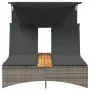 Tumbona doble con capota y cojines ratán sintético gris de , Tumbonas - Ref: Foro24-365622, Precio: 304,99 €, Descuento: %