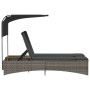 Doppel-Liegestuhl mit Verdeck und Kissen aus grauem synthetischem Rattan. von , Liegen - Ref: Foro24-365622, Preis: 281,60 €,...