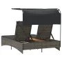 Tumbona doble con capota y cojines ratán sintético gris de , Tumbonas - Ref: Foro24-365622, Precio: 304,99 €, Descuento: %