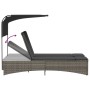 Doppel-Liegestuhl mit Verdeck und Kissen aus grauem synthetischem Rattan. von , Liegen - Ref: Foro24-365622, Preis: 281,60 €,...