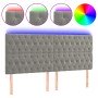 Cabecero con luces LED terciopelo gris claro 180x7x118/128 cm