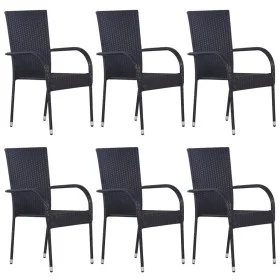 Stackable garden chairs 6 units black synthetic rattan by vidaXL, Garden chairs - Ref: Foro24-310087, Price: 306,46 €, Discou...