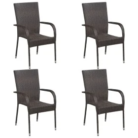 Stackable garden chairs 4 units brown synthetic rattan by vidaXL, Garden chairs - Ref: Foro24-310083, Price: 216,83 €, Discou...