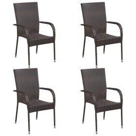 Stapelbare Gartenstühle 4 Einheiten braunes synthetisches Rattan von vidaXL, Gartenstühle - Ref: Foro24-310083, Preis: 194,86...