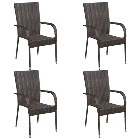 Stackable garden chairs 4 units brown synthetic rattan by vidaXL, Garden chairs - Ref: Foro24-310083, Price: 216,83 €, Discou...