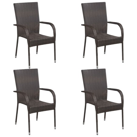 Stapelbare Gartenstühle 4 Einheiten braunes synthetisches Rattan von vidaXL, Gartenstühle - Ref: Foro24-310083, Preis: 194,86...