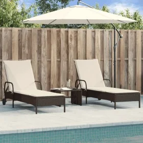 Liegestühle mit Kissen, 2 Stück, aus braunem synthetischem Rattan. von , Liegen - Ref: Foro24-3261435, Preis: 333,37 €, Rabat...