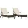 Sun loungers with cushions 2 units synthetic brown rattan by , Loungers - Ref: Foro24-3261435, Price: 333,37 €, Discount: %