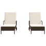 Sun loungers with cushions 2 units synthetic brown rattan by , Loungers - Ref: Foro24-3261435, Price: 318,68 €, Discount: %