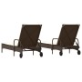 Sun loungers with cushions 2 units synthetic brown rattan by , Loungers - Ref: Foro24-3261435, Price: 318,68 €, Discount: %