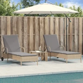 Sun loungers with cushions 2 units synthetic rattan beige by , Loungers - Ref: Foro24-3261437, Price: 333,37 €, Discount: %