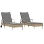 Liegestühle mit Kissen, 2 Stück, aus synthetischem Rattan in Beige. von , Liegen - Ref: Foro24-3261437, Preis: 333,37 €, Raba...