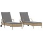Liegestühle mit Kissen, 2 Stück, aus synthetischem Rattan in Beige. von , Liegen - Ref: Foro24-3261437, Preis: 332,85 €, Raba...