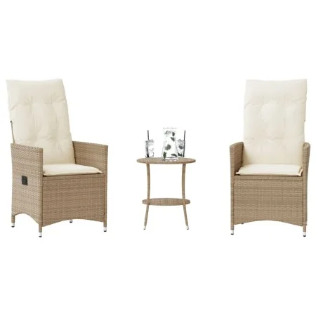 Garden set 3 pieces synthetic rattan chairs and table with beige cushion by , Garden sets - Ref: Foro24-365655, Price: 264,86...