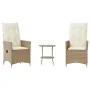 Garden set 3 pieces synthetic rattan chairs and table with beige cushion by , Garden sets - Ref: Foro24-365655, Price: 264,86...
