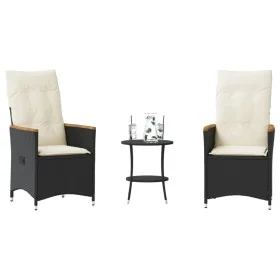 Small table and chairs with 3 black synthetic rattan cushions. by , Garden sets - Ref: Foro24-365657, Price: 259,18 €, Discou...
