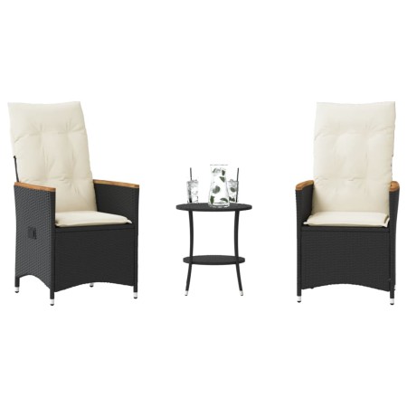 Tischchen und Stühle mit 3-teiligen schwarzen Kunststoff-Rattan-Kissen. von , Gartensets - Ref: Foro24-365657, Preis: 217,39 ...