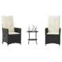 Tischchen und Stühle mit 3-teiligen schwarzen Kunststoff-Rattan-Kissen. von , Gartensets - Ref: Foro24-365657, Preis: 259,18 ...