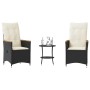 Tischchen und Stühle mit 3-teiligen schwarzen Kunststoff-Rattan-Kissen. von , Gartensets - Ref: Foro24-365657, Preis: 217,39 ...