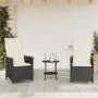 Small table and chairs with 3 black synthetic rattan cushions. by , Garden sets - Ref: Foro24-365657, Price: 259,18 €, Discou...
