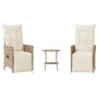 Garden set 3 pieces synthetic rattan chairs and table with beige cushion by , Garden sets - Ref: Foro24-365676, Price: 245,12...
