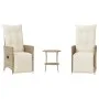 Garden set 3 pieces synthetic rattan chairs and table with beige cushion by , Garden sets - Ref: Foro24-365676, Price: 279,76...