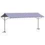 Free-standing awning, blue and white fabric and steel, 600x300 cm. by , Umbrellas - Ref: Foro24-368934, Price: 304,67 €, Disc...