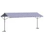 Free-standing awning, blue and white fabric and steel, 600x300 cm. by , Umbrellas - Ref: Foro24-368934, Price: 301,42 €, Disc...