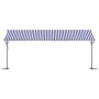 Free-standing awning, blue and white fabric and steel, 600x300 cm. by , Umbrellas - Ref: Foro24-368934, Price: 304,67 €, Disc...
